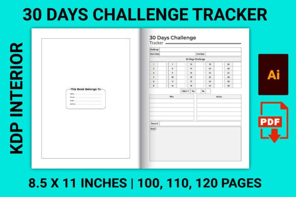 Download 30 Days Challenge Tracker - Kdp Interior - Premium Bundle